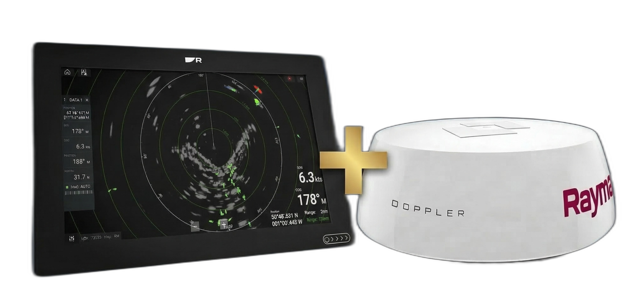 Raymarine Axiom+ 12 inch chartplotter and Quantum 2 Doppler radar combo deal